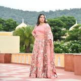 Vintage Rose Sequin Embroidered Net Lehenga Set