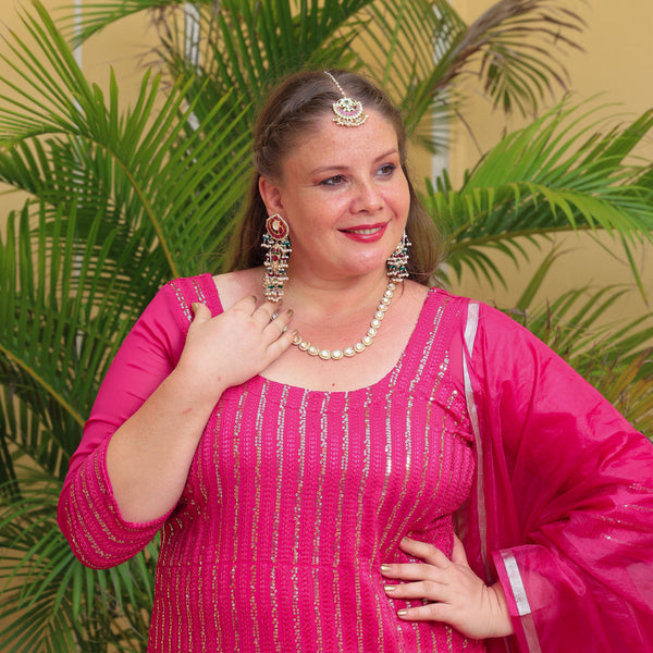 Ruby Pink Sequin Embroidered Kurta