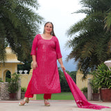 Ruby Pink Sequin Embroidered Kurta