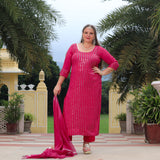 Ruby Pink Sequin Embroidered Kurta