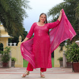Ruby Pink Sequin Embroidered Kurta