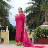 Ruby Pink Sequin Embroidered Kurta