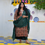 Rust Brown Kalamkari Gota Patti Kurta