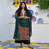 Rust Brown Kalamkari Gota Patti Kurta