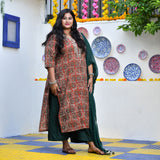 Rust Brown Kalamkari Gota Patti Kurta