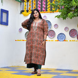 Rust Brown Kalamkari Gota Patti Kurta