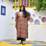 Rust Brown Kalamkari Gota Patti Kurta