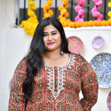 Rust Brown Kalamkari Gota Patti Kurta