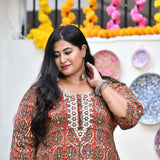 Rust Brown Kalamkari Gota Patti Kurta