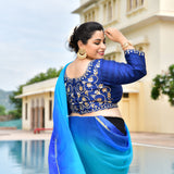 Samundri Neela Gota Patti Blouse