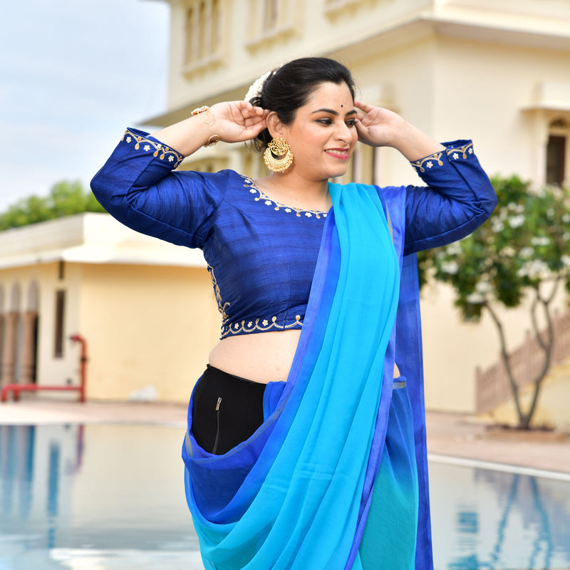 Samundri Neela Gota Patti Blouse