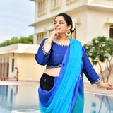 Samundri Neela Gota Patti Blouse