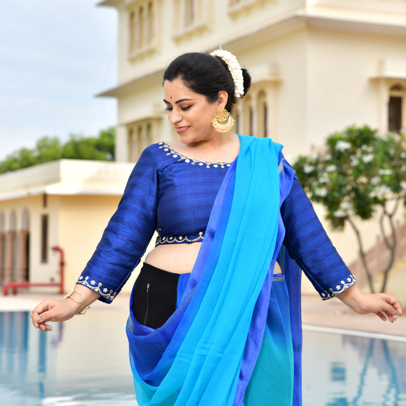 Samundri Neela Gota Patti Blouse