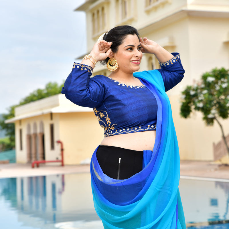Samundri Neela Gota Patti Blouse