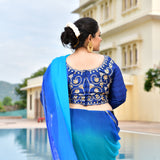 Samundri Neela Gota Patti Blouse