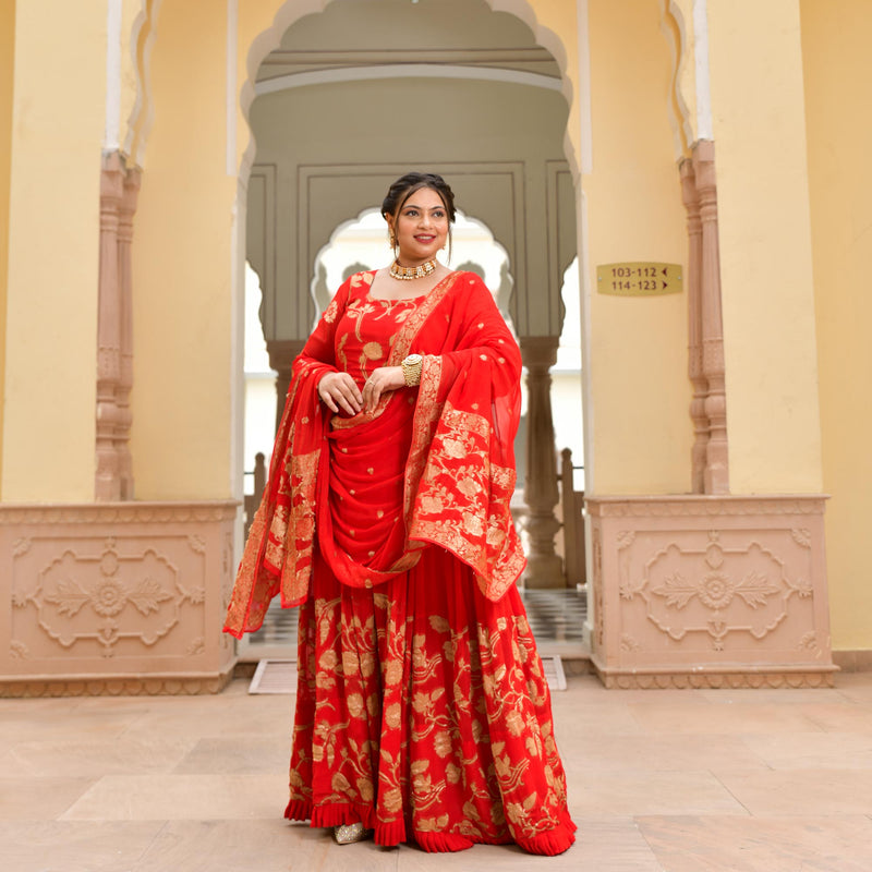 Scarlet Sage Banarasi Anarkali Dress