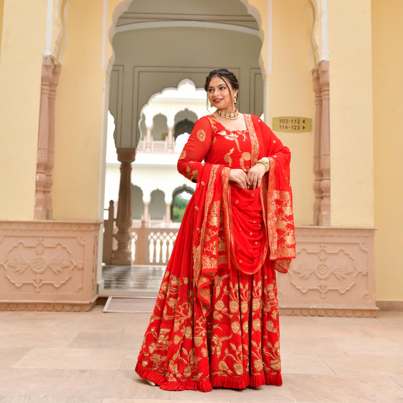 Scarlet Sage Banarasi Anarkali Dress