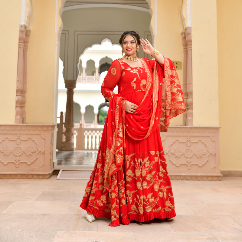Scarlet Sage Banarasi Anarkali Dress