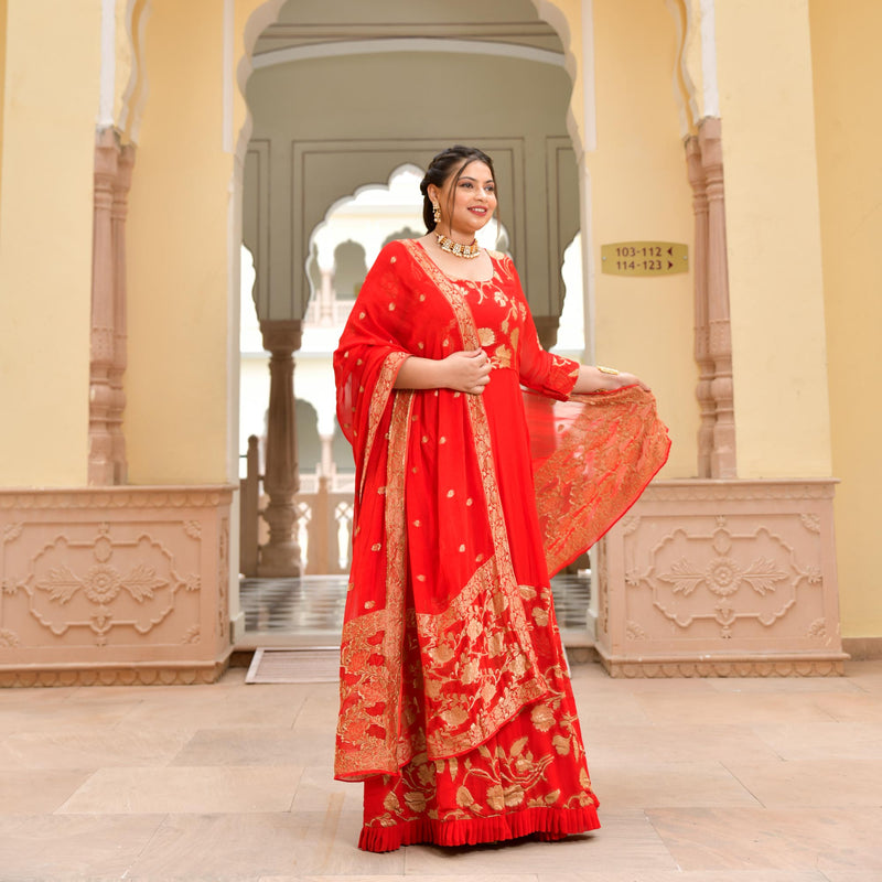 Scarlet Sage Banarasi Anarkali Dress