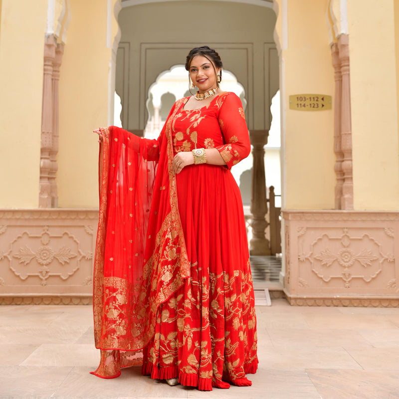 Scarlet Sage Banarasi Anarkali Dress