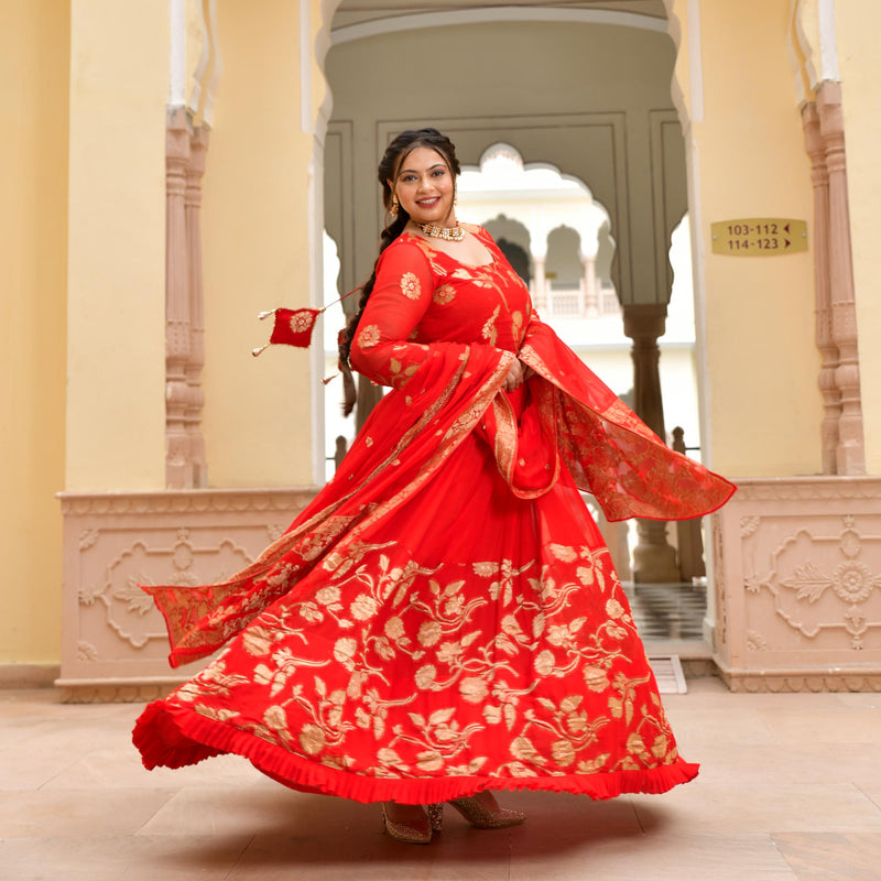 Scarlet Sage Banarasi Anarkali Dress