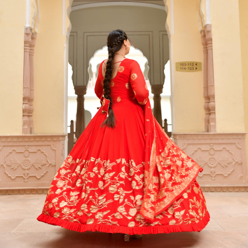 Scarlet Sage Banarasi Anarkali Dress