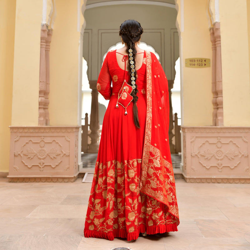 Scarlet Sage Banarasi Anarkali Dress