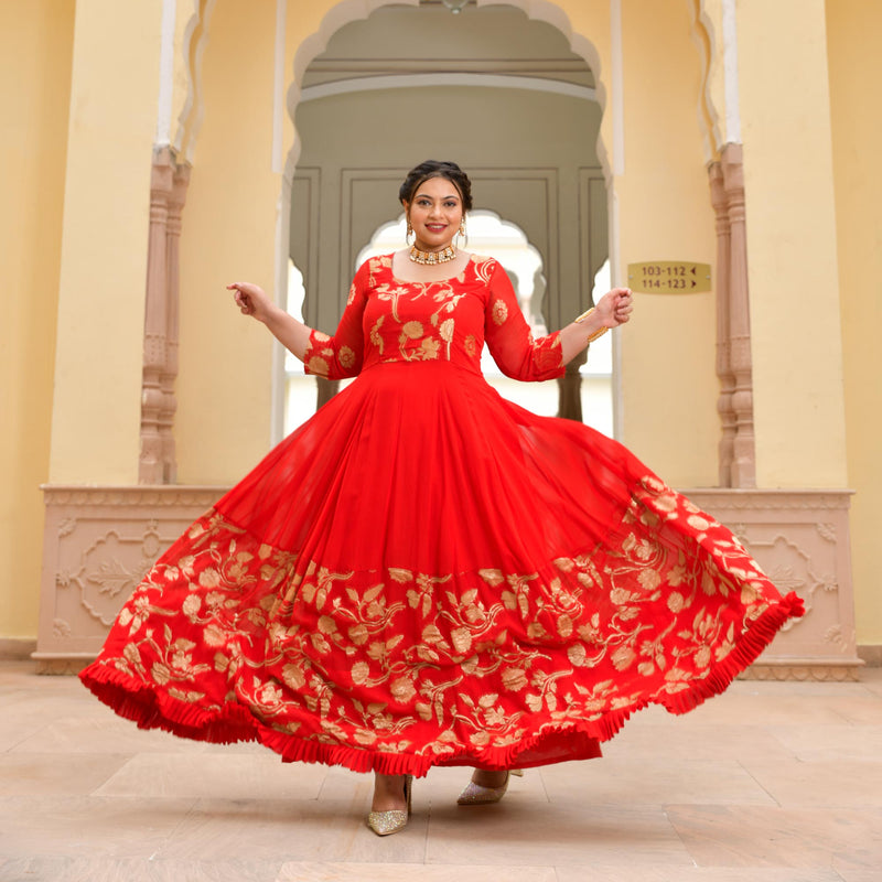 Scarlet Sage Banarasi Anarkali Dress
