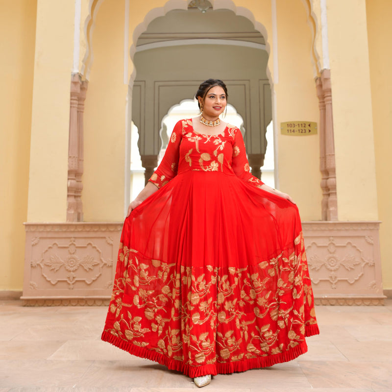 Scarlet Sage Banarasi Anarkali Dress