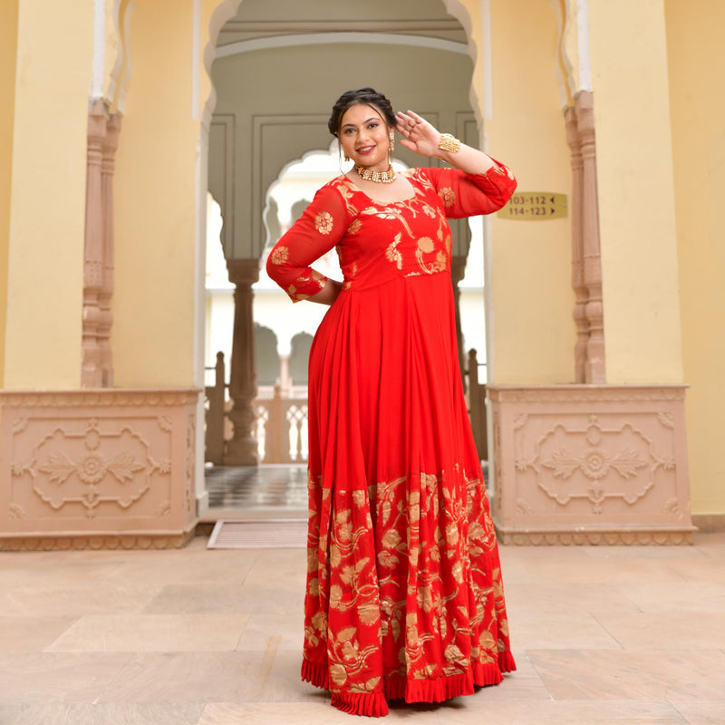 Scarlet Sage Banarasi Anarkali Dress