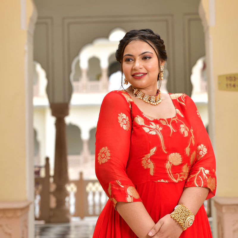 Scarlet Sage Banarasi Anarkali Dress