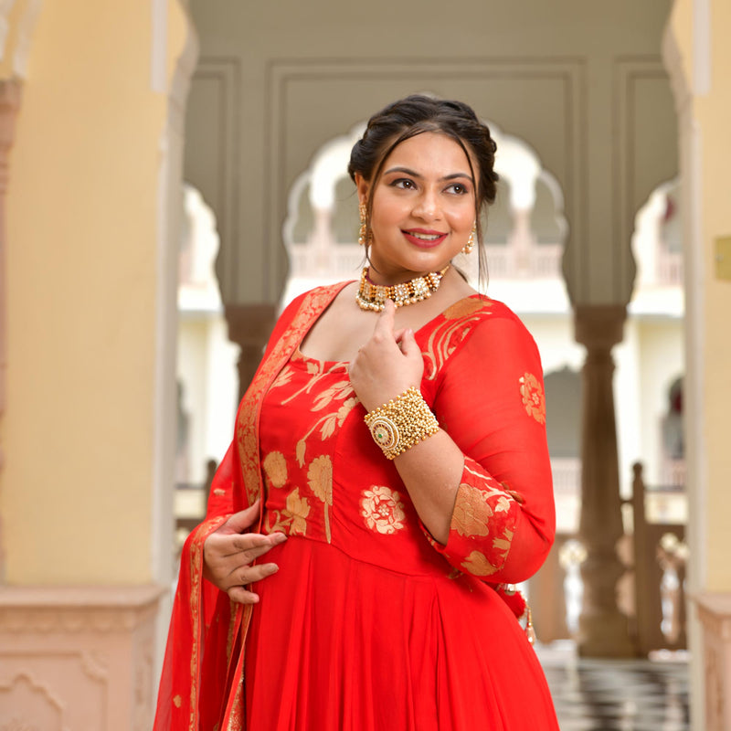 Scarlet Sage Banarasi Anarkali Dress