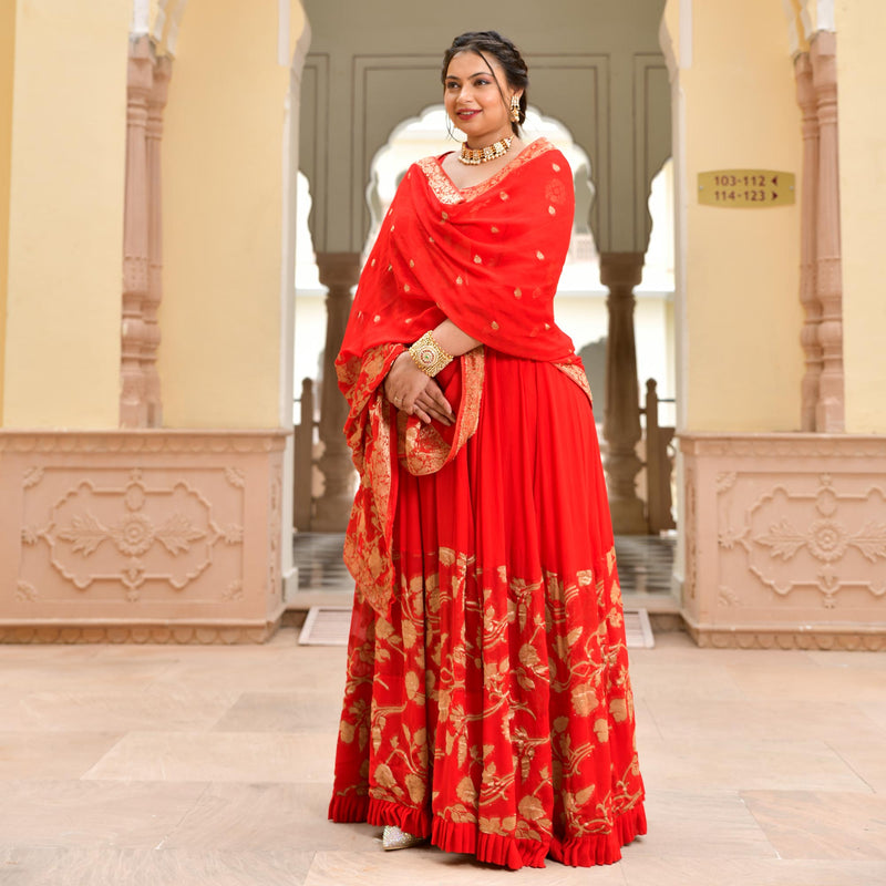 Scarlet Sage Banarasi Anarkali Dress