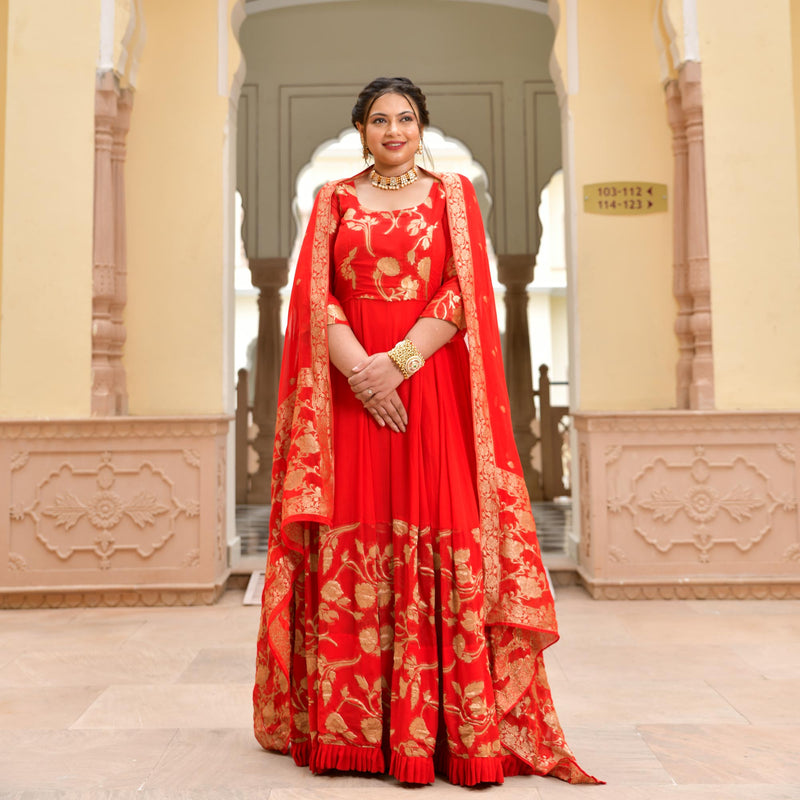 Scarlet Sage Banarasi Anarkali Dress