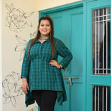 Sea Turtle Plaid High-low Woollen Top