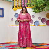 Shiraz Pink Placement Print Anarkali