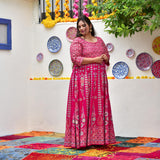 Shiraz Pink Placement Print Anarkali