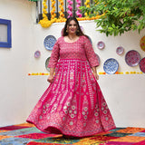 Shiraz Pink Placement Print Anarkali