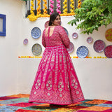 Shiraz Pink Placement Print Anarkali
