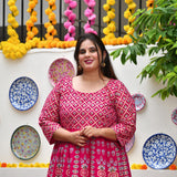 Shiraz Pink Placement Print Anarkali
