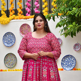 Shiraz Pink Placement Print Anarkali