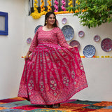 Shiraz Pink Placement Print Anarkali