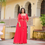 Sugar Coral Sequin Embroidered Cape Set