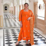 Tangerine Banarasi Pure Georgette Suit Set