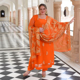 Tangerine Banarasi Pure Georgette Suit Set