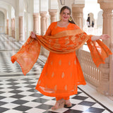 Tangerine Banarasi Pure Georgette Suit Set