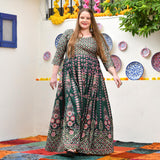 Timber Green Placement Print Anarkali