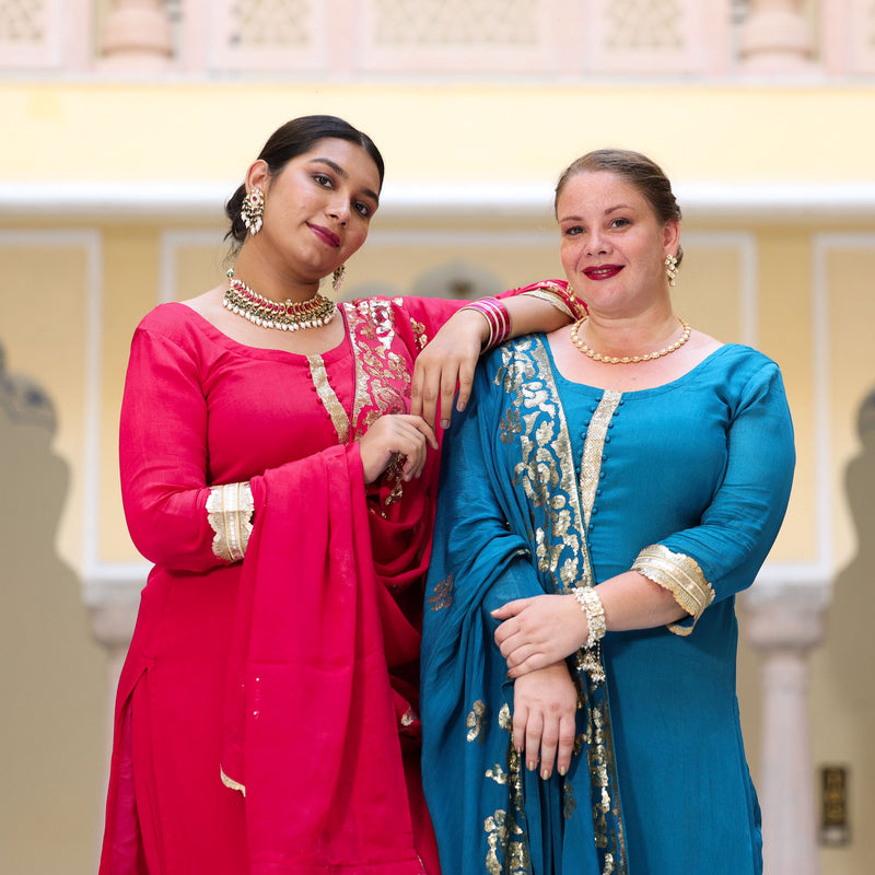 Oceanside Blue Sequin Chinon Sharara Set