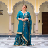 Oceanside Blue Sequin Chinon Sharara Set