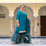 Oceanside Blue Sequin Chinon Sharara Set